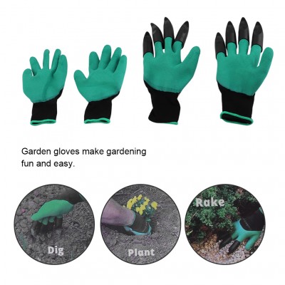 Practical 2 Pairs ABS Plastic Claws Gardening Gloves for Digging Planting Gardening Gloves Built In Claws Easy To Use   568986562